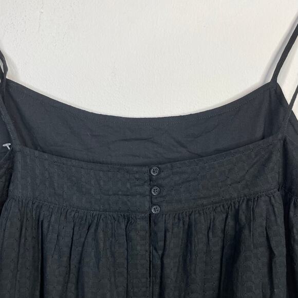Gap Tie Strap Cami Midi Dress Textured Black Cotton Minimalist LP L Large Petite - Picture 10 of 13